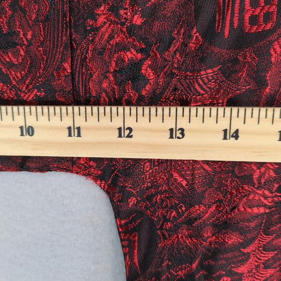 Vtg Joli Made Japan Silk Brocade Jacket Robe L Red Black Kimono Mandarin Collar - Picture 4 of 10